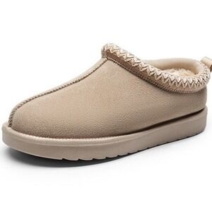 Dream Pairs FuzzyEasy Womens Sand Suede Embroidered Fuzzy Slippers SDSL2412W 7.5